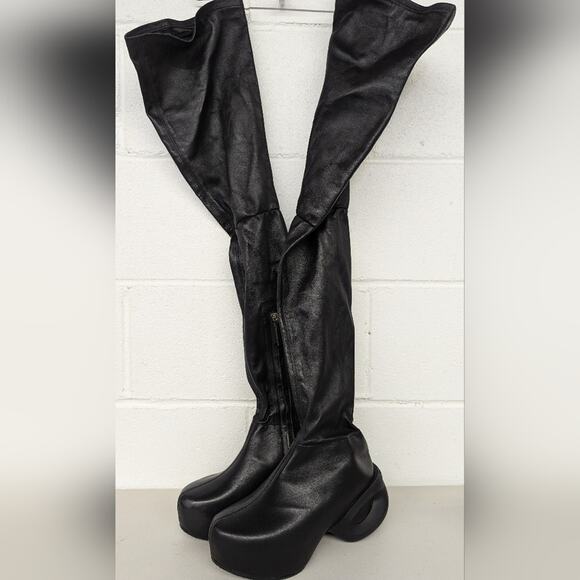 NEW  as is 36, 6 Givenchy G Lambskin Over-The-Knee Clog Boots Soft Leather Tall - Picture 4 of 16